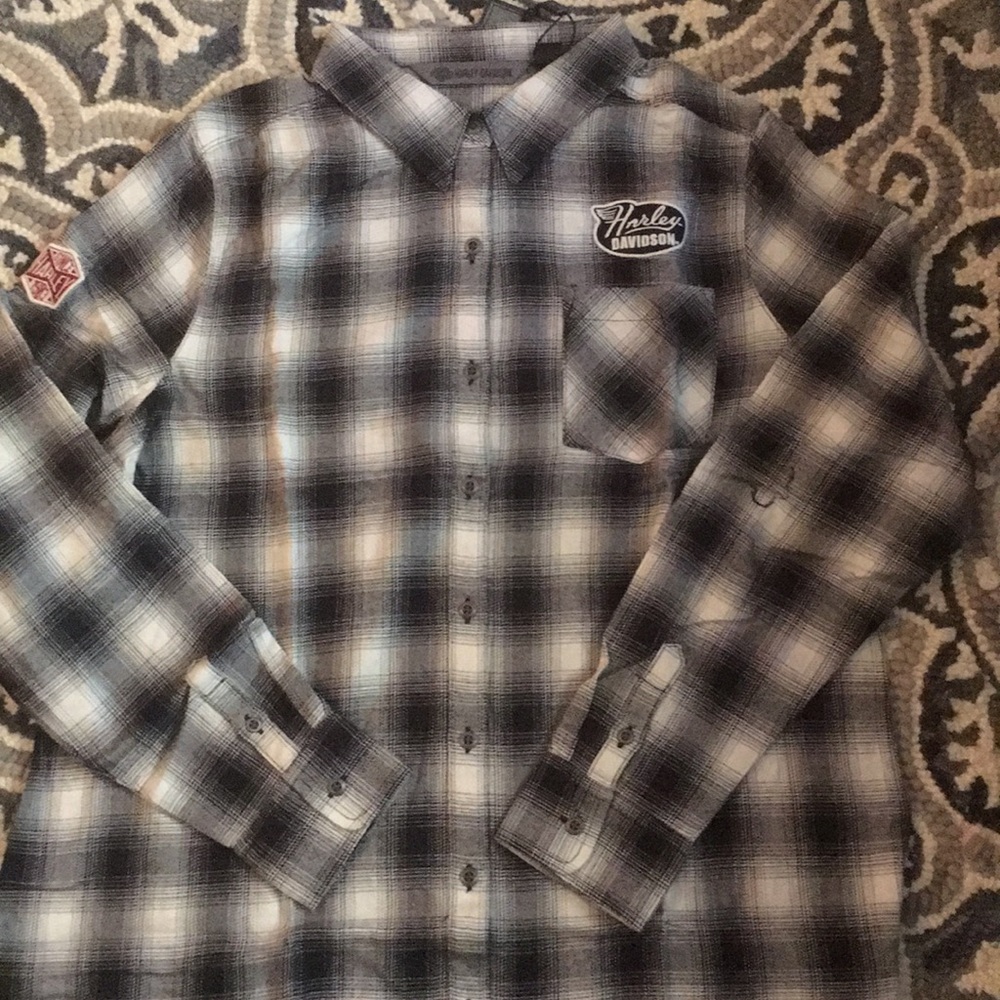 Harley Davidson button up flannel shirt